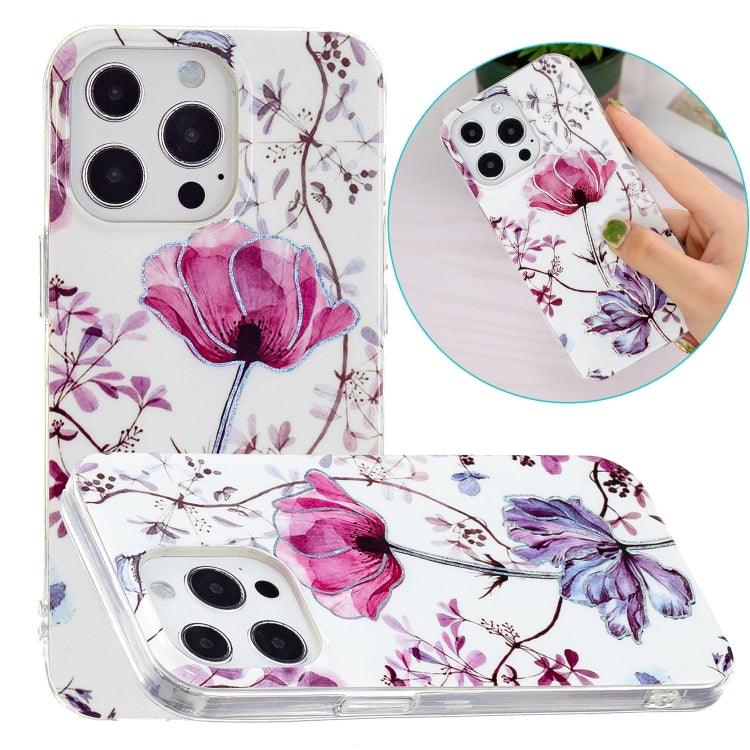 Electroplating Soft TPU Phone Case Cover Apple iPhone 15 Pro Max (Lotus)