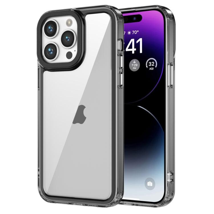 Apple iPhone 15 Pro Max Transparent Acrylic + TPU Shockproof Phone Case Cover (Transparent Black)