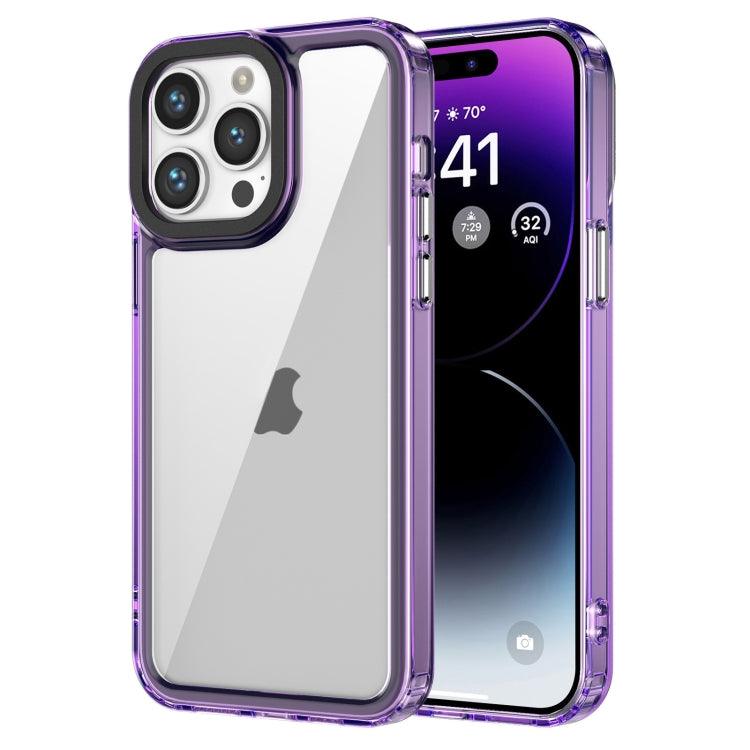 Apple iPhone 15 Pro Max Transparent Acrylic + TPU Shockproof Phone Case Cover (Transparent Purple)