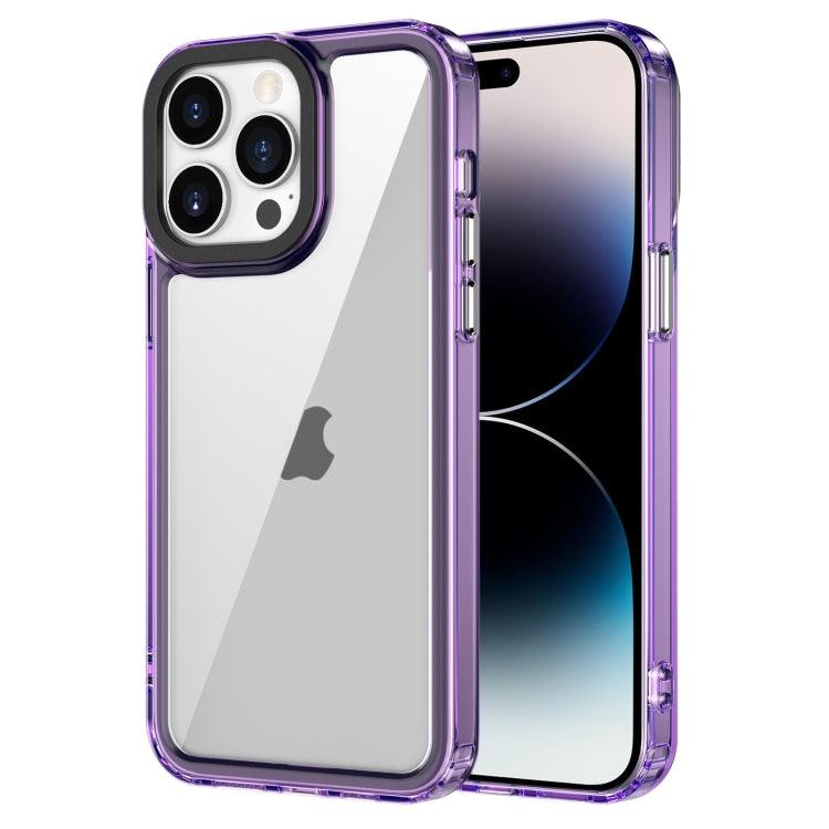 Apple iPhone 15 Pro Transparent Acrylic + TPU Shockproof Phone Case Cover (Transparent Purple)