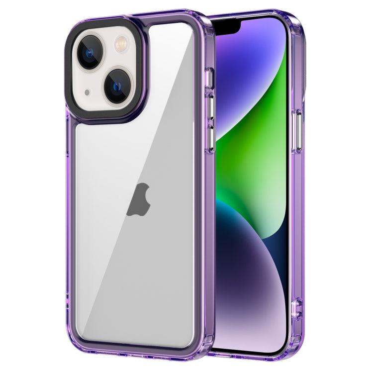 Apple iPhone 15 Transparent Acrylic + TPU Shockproof Phone Case Cover (Transparent Purple)