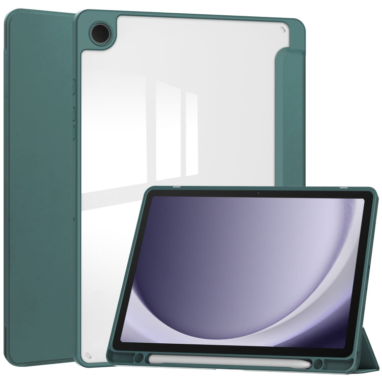 Samsung Galaxy Tab A9+ Smart Leather Case with Pen Slot - Dark Green