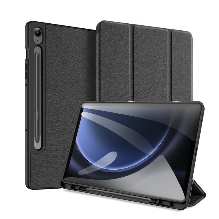 Samsung Galaxy Tab S9 FE DUX DUCIS Domo Series Magnetic Flip Leather Tablet Case Cover (Black)