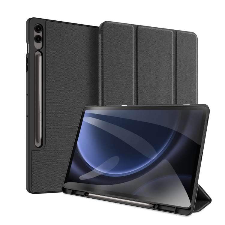 Samsung Galaxy Tab S9 FE+ DUX DUCIS Domo Series Magnetic Flip Leather Tablet Case Cover (Black)