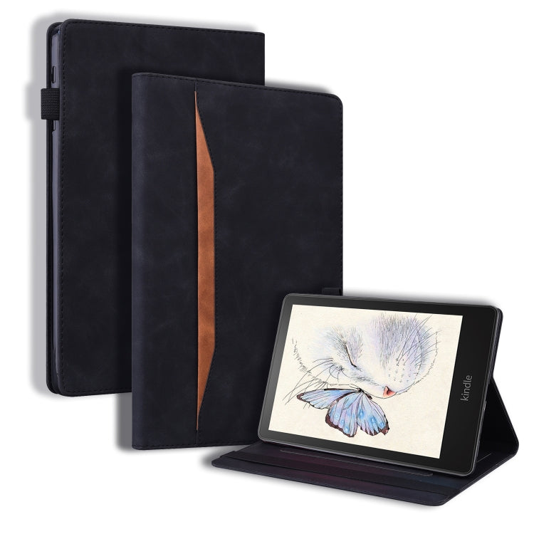 Amazon Kindle Paperwhite 12th 2024 Splicing Shockproof Leather Tablet Case Cover (Black)