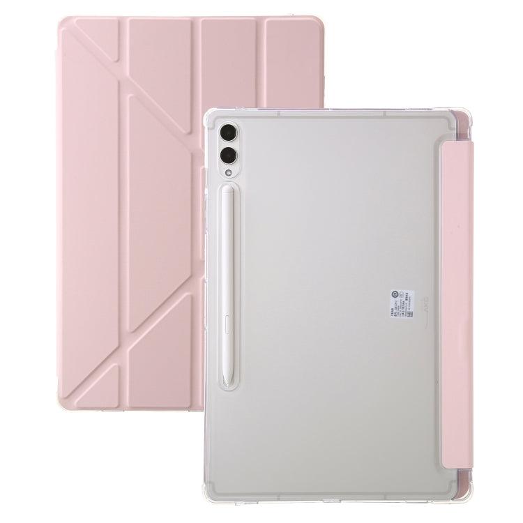 Samsung Galaxy Tab S9 FE+ Clear Acrylic Deformation Leather Tablet Case Cover (Pink)