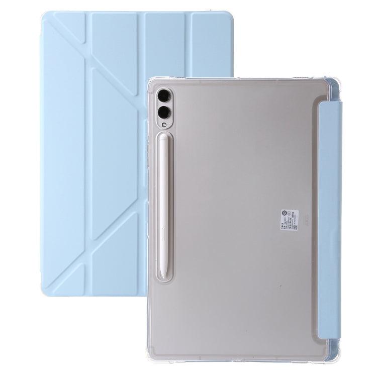 Samsung Galaxy Tab S9 FE+ Clear Acrylic Deformation Leather Tablet Case Cover (Ice Blue)