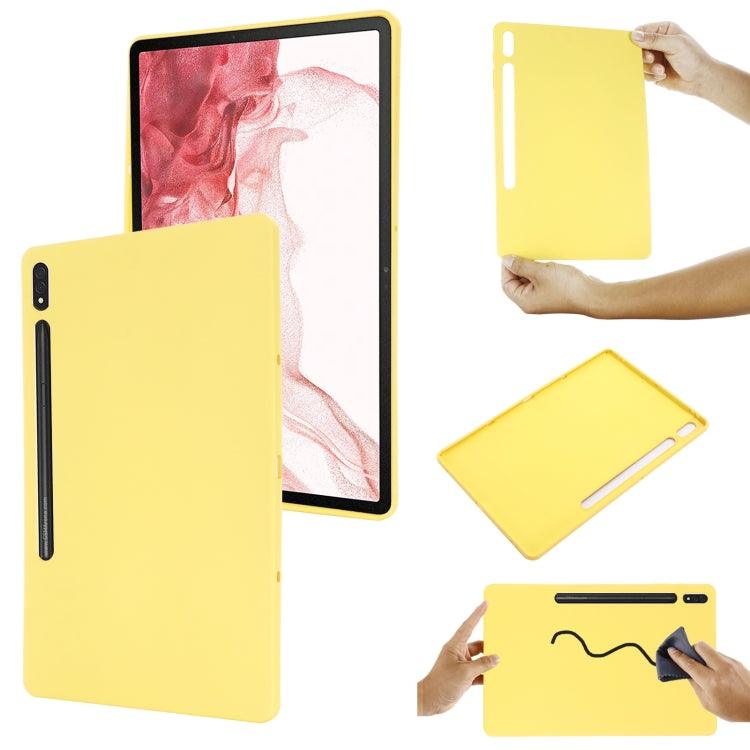 Samsung Galaxy Tab S9 FE+ Pure Color Liquid Silicone Shockproof Tablet Case Cover (Yellow)