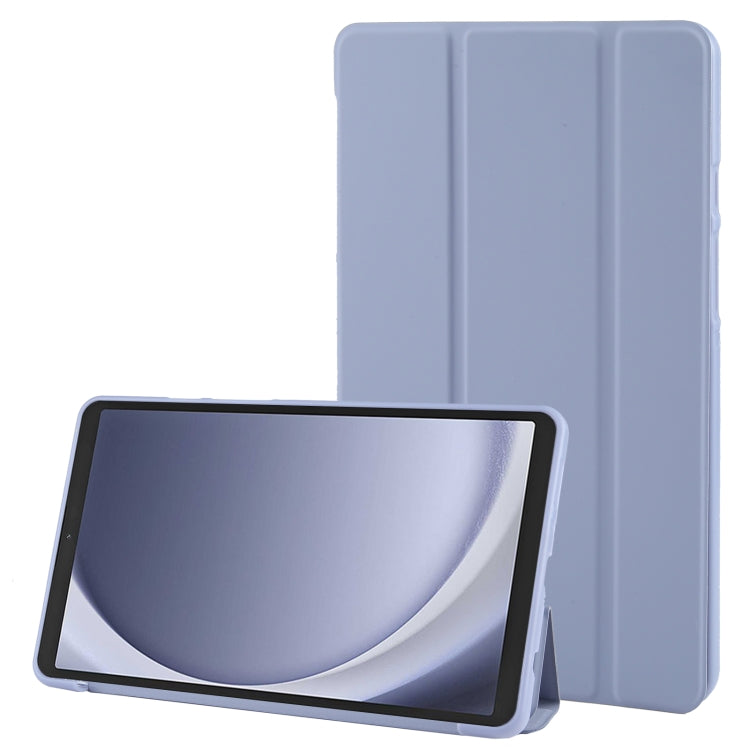 Samsung Galaxy Tab A9 Tri-fold Holder Flip TPU Leather Case - Lavender Grey