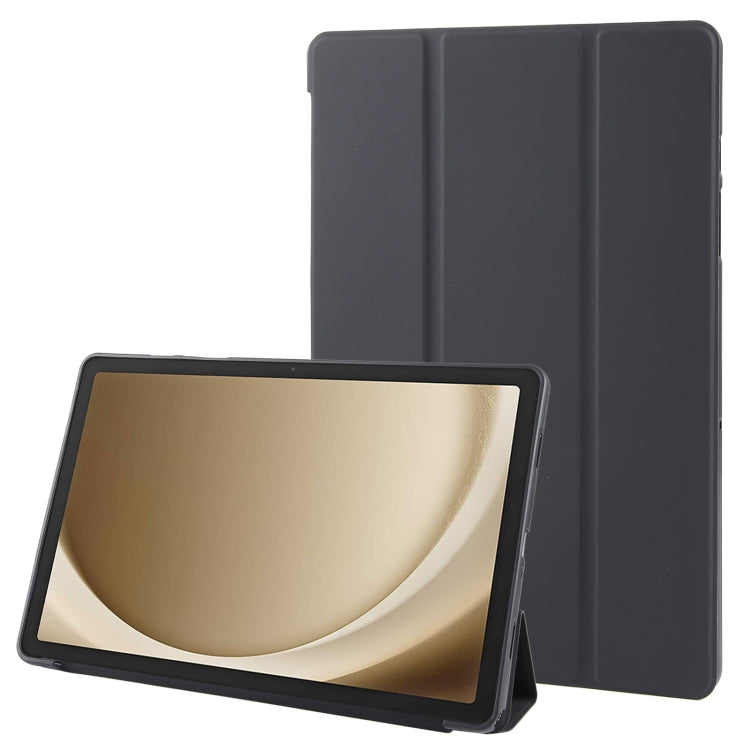 Samsung Galaxy Tab A9+ Tri-fold Holder Flip Horizontal Flip TPU Leather Tablet Case Cover (Black)