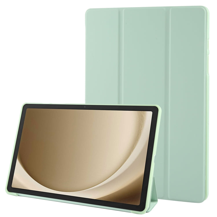 Samsung Galaxy Tab A9+ Tri-fold Holder Flip TPU Leather Tablet Case - Green