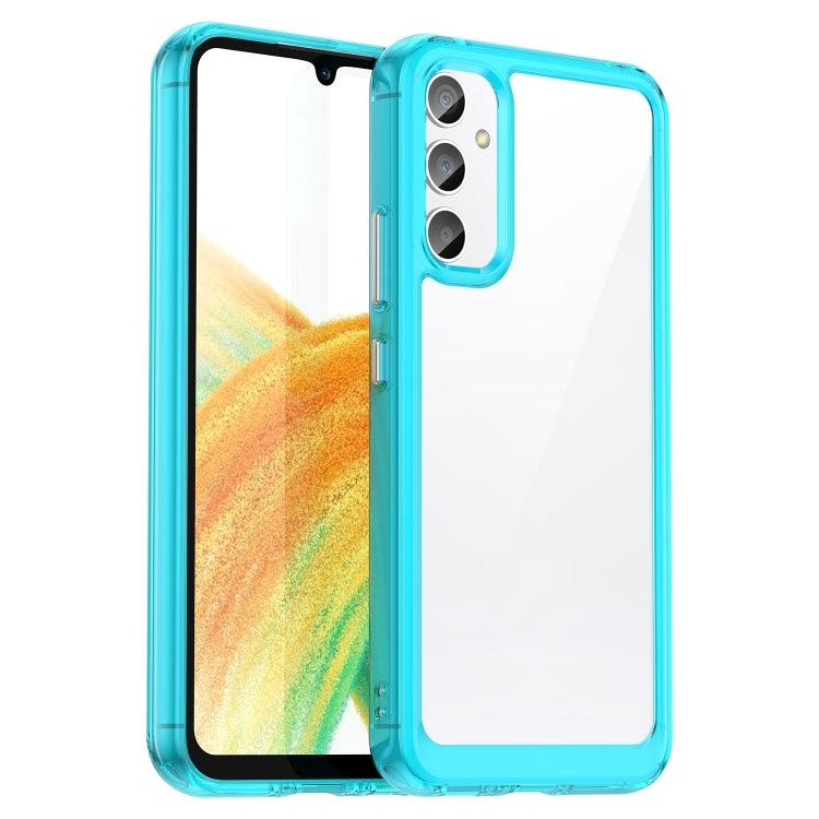 Samsung Galaxy A25 5G Colorful Series Acrylic Hybrid TPU Phone Case Cover (Transparent Blue)