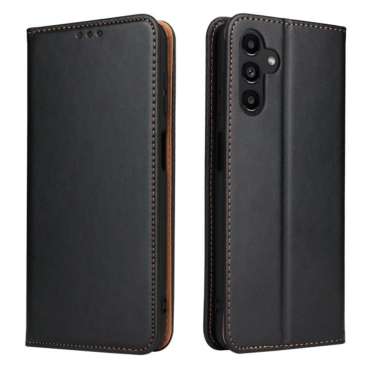 Samsung Galaxy A15 5G Fierre Shann PU Genuine Leather Texture Phone Case Cover (Black)