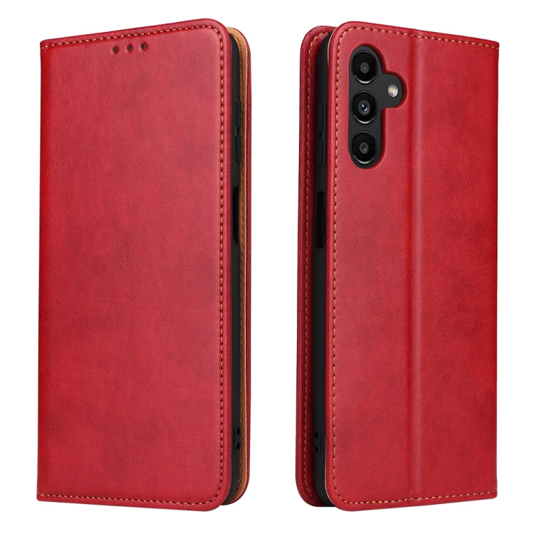 Samsung Galaxy A15 5G Fierre Shann PU Genuine Leather Texture Phone Case Cover (Red)