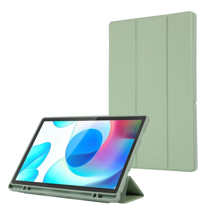 Samsung Galaxy Tab A9+ 3-Fold Green TPU Leather Tablet Case Cover with Pen Slot