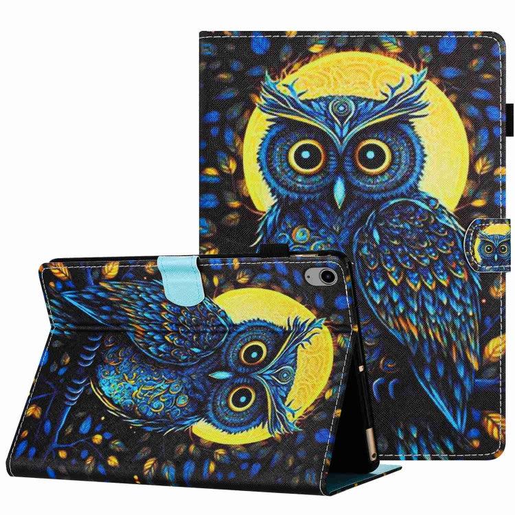 Apple iPad 10th Gen 10.9 2022 Painted Pattern Stitching Smart Leather Tablet Case Cover (Moonlight Eagle)