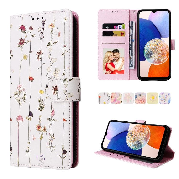 Samsung Galaxy A15 5G Bronzing Painting RFID Leather Case Cover (Dreid Flower World)