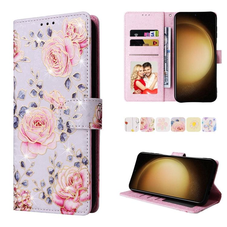 Samsung Galaxy S24+ 5G Bronzing Painting RFID Leather Case Cover (Pastoral Rose)