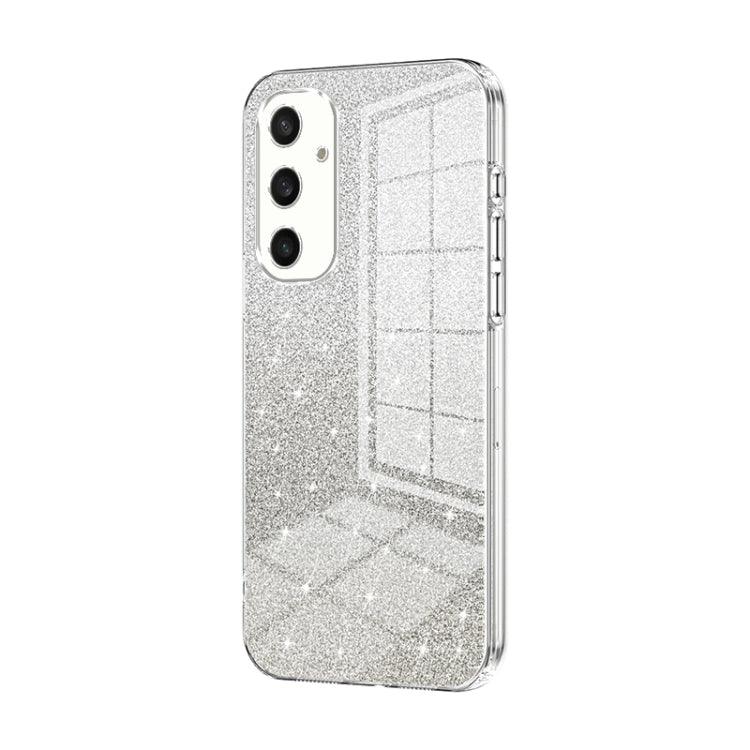 Samsung Galaxy S24 5G Gradient Glitter Powder Electroplated Phone Case Cover (Transparent)