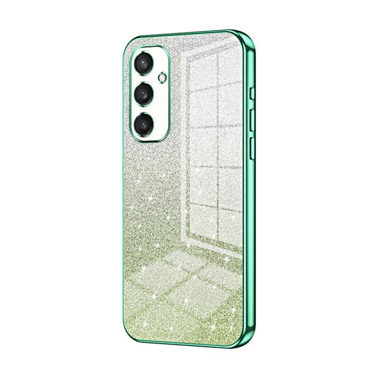 Samsung Galaxy S24 5G Gradient Glitter Powder Electroplated Phone Case Cover (Green)