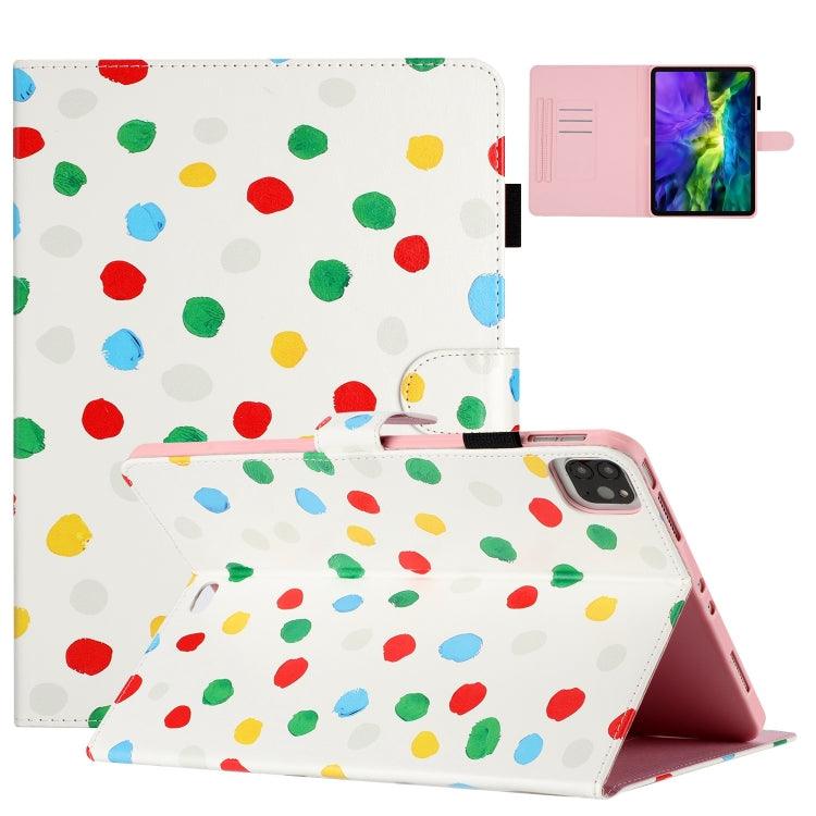 Apple iPad 10th Gen 10.9 2022 Dot Pattern Leather Smart Tablet Case Cover (White Colorful Dot)