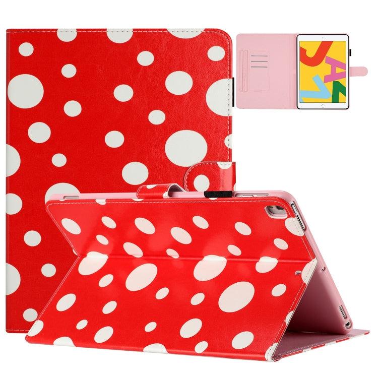 Apple iPad 10.2 2021 / 2020 / 10.5 2019 Dot Pattern Leather Smart Tablet Case Cover (Red White)