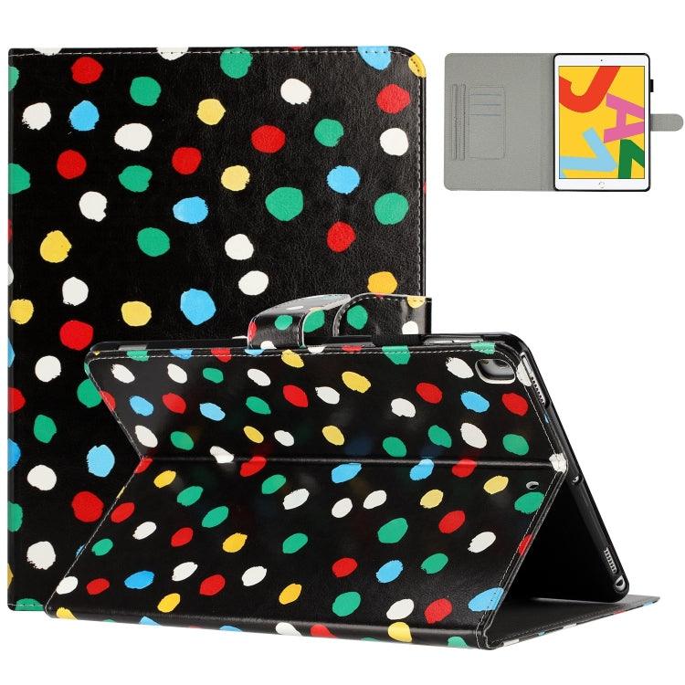 Apple iPad 10.2 2021 / 2020 / 10.5 2019 Dot Pattern Leather Smart Tablet Case Cover (Black Colorful)