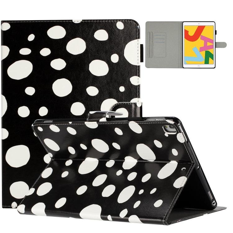 Apple iPad 10.2 2021 / 2020 / 10.5 2019 Dot Pattern Leather Smart Tablet Case Cover (Black White)