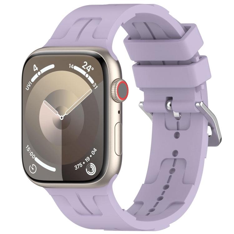 Apple Watch Ultra 2, Ultra 1, Series 9, 8, 7, 6, SE, 49mm, 45mm, 44mm, 42mm Texture Silicone Ladder Buckle Watch Band (Purple)