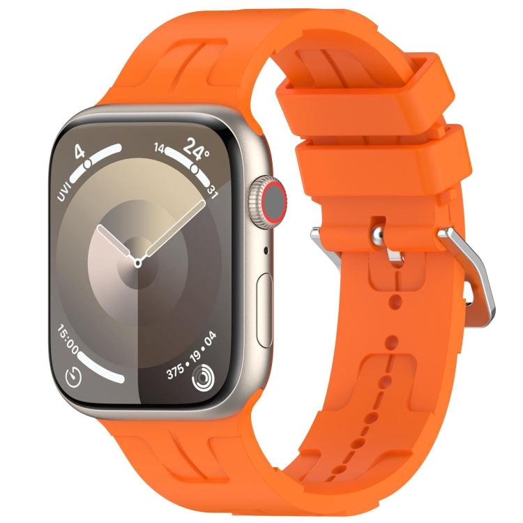 Apple Watch Series 9 41mm H Texture Silicone Ladder Buckle Watch Band (Orange)