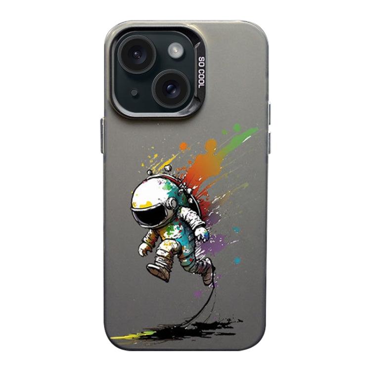 Apple iPhone 15 Color Ink Frosted PC+TPU Phone Case Cover (Running Astronaut)