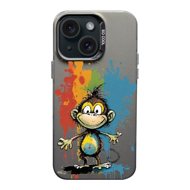 Apple iPhone 15 Color Ink Frosted PC+TPU Phone Case Cover (Colored Ink Monkey)