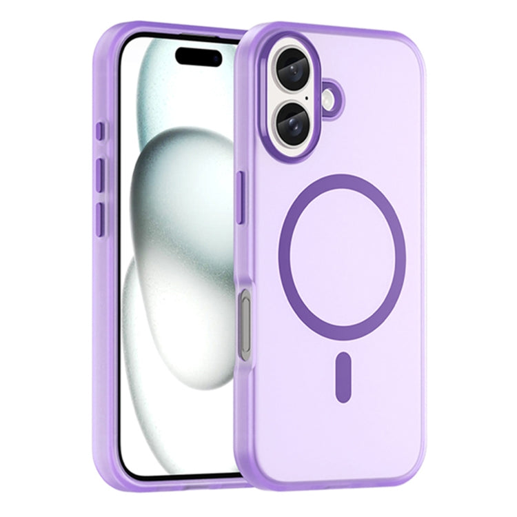 Apple iPhone 16 MagSafe Frosted Translucent TPU + PC Full Coverage Phone Case Cover (Dark Purple)