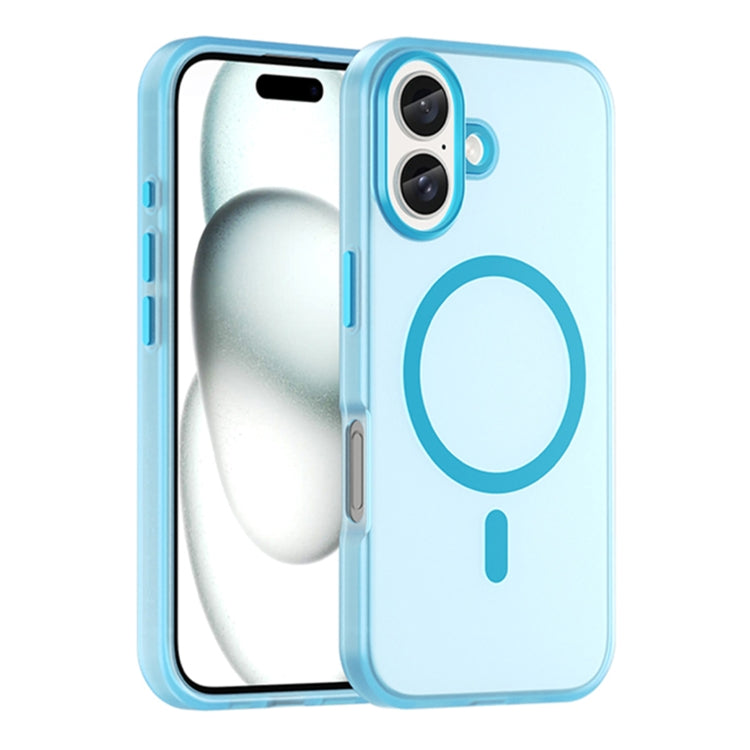 Apple iPhone 16 MagSafe Frosted Translucent TPU + PC Full Coverage Phone Case Cover (Blue)