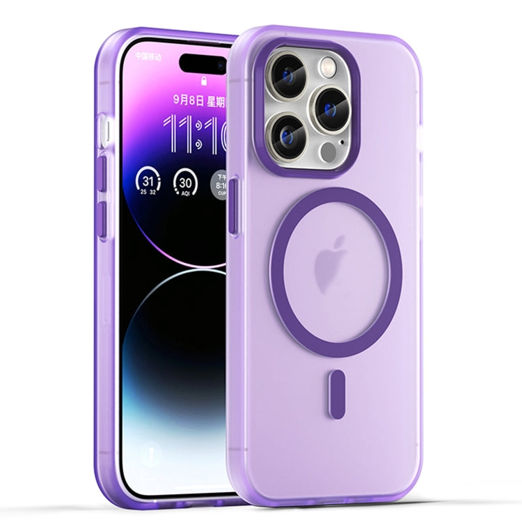 Apple iPhone 16 Pro MagSafe Frosted Translucent TPU + PC Full Coverage Phone Case Cover (Dark Purple)