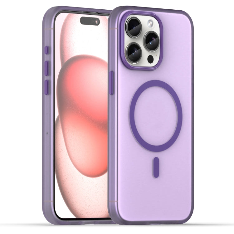 Apple iPhone 15 Pro Max MagSafe Frosted Translucent TPU + PC Full Coverage Phone Case Cover (Dark Purple)