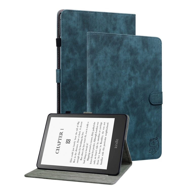 Amazon Kindle Paperwhite 12th Gen 2024 Tiger Pattern Flip Leather Tablet Case Cover (Dark Blue)