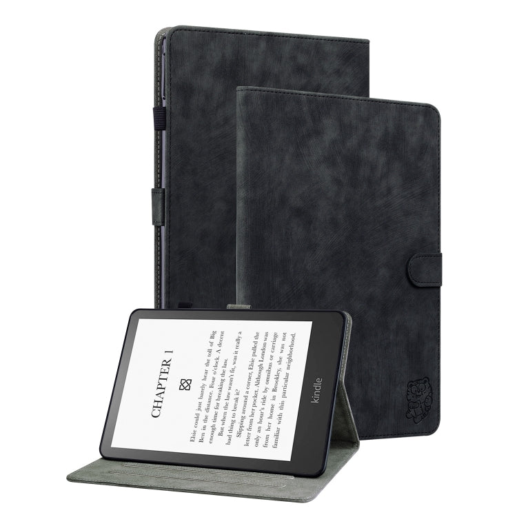 Amazon Kindle Paperwhite 12th Gen 2024 Tiger Pattern Flip Leather Tablet Case Cover (Black)