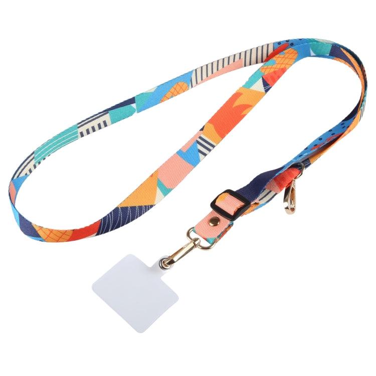Adjustable Crossbody Mobile Phone Wide Long Lanyard (Colorful Canvas Pattern)