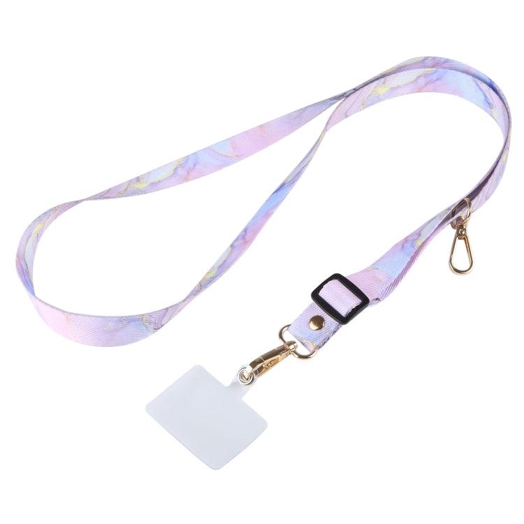 Adjustable Crossbody Mobile Phone Wide Long Lanyard (Purple Marble)