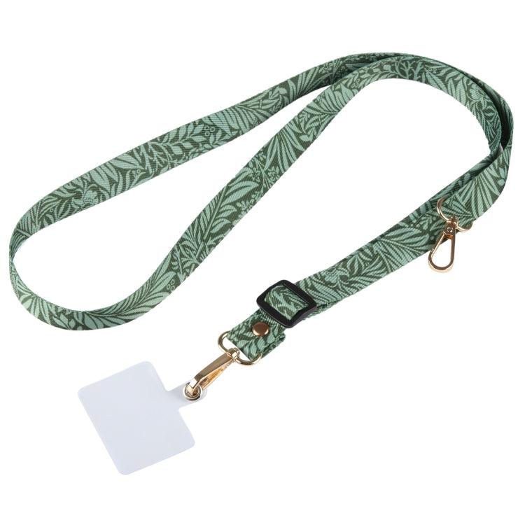 Adjustable Crossbody Mobile Phone Wide Long Lanyard (Green Pattern)