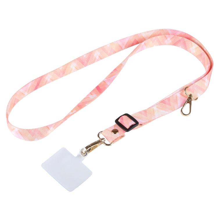 Adjustable Crossbody Mobile Phone Wide Long Lanyard (Pink Triangle)