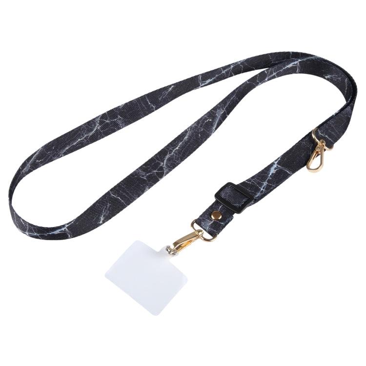 Adjustable Crossbody Mobile Phone Wide Long Lanyard (Black Marble)