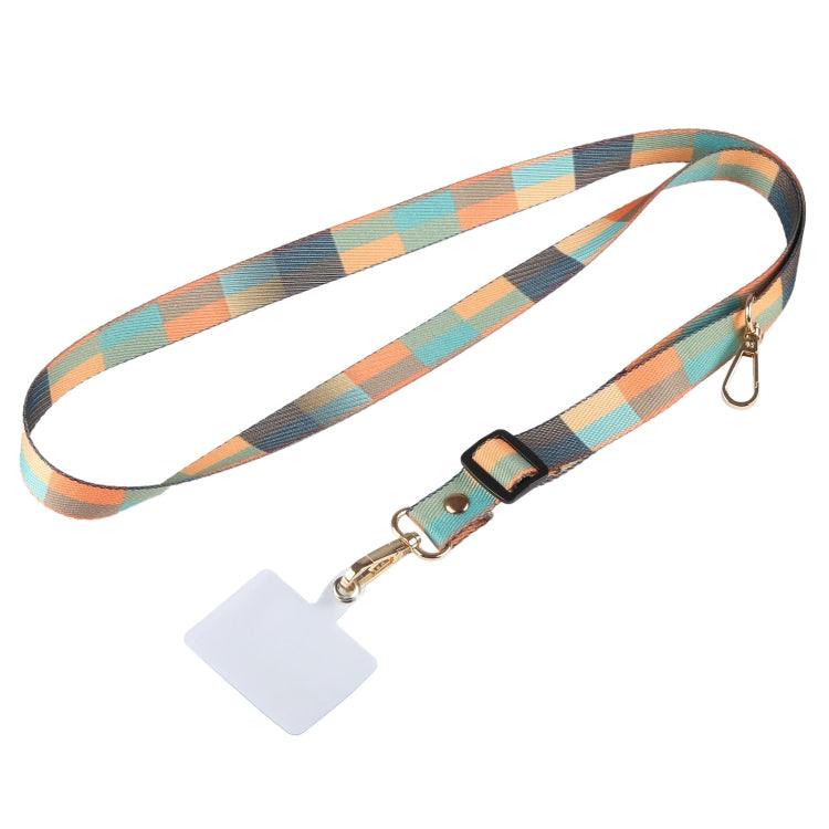 Adjustable Crossbody Mobile Phone Wide Long Lanyard (Colorful Plaid)