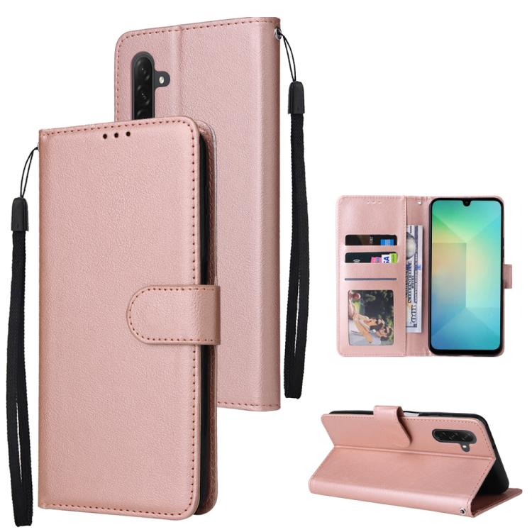 Samsung Galaxy A26 5G Rose Gold Multifunctional Leather Phone Case Cover with 3 Card Slots
