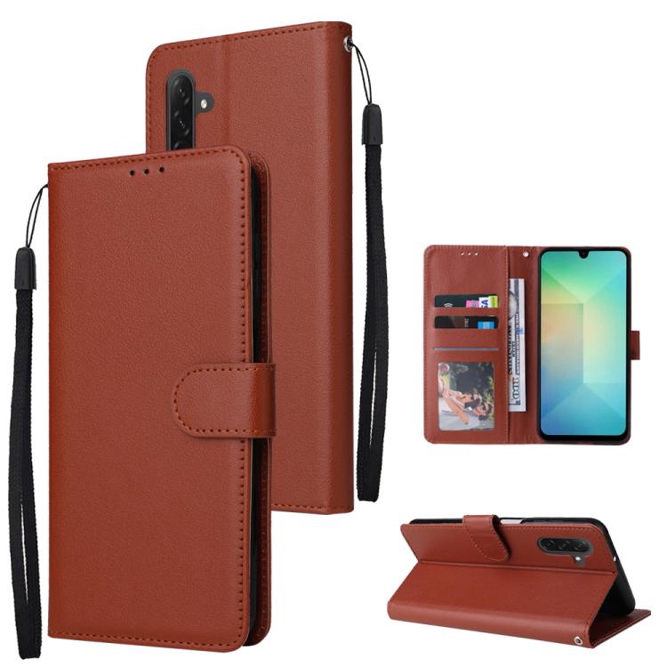 Samsung Galaxy A26 5G 3-Card Slots Multifunctional Leather Phone Case Cover - Brown