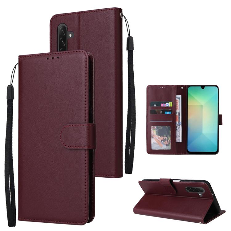 Samsung Galaxy A26 5G Wine Red Multifunctional Leather Phone Case Cover with 3-Card Slots