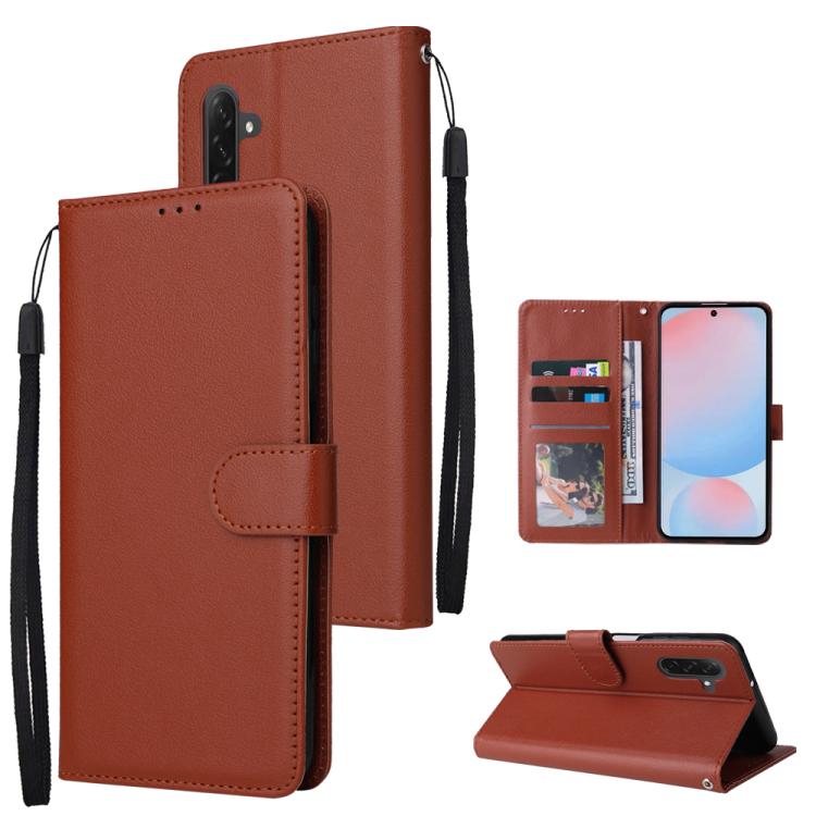 Samsung Galaxy A56 5G Multifunctional Leather Phone Case Cover with 3-Card Slots - Brown