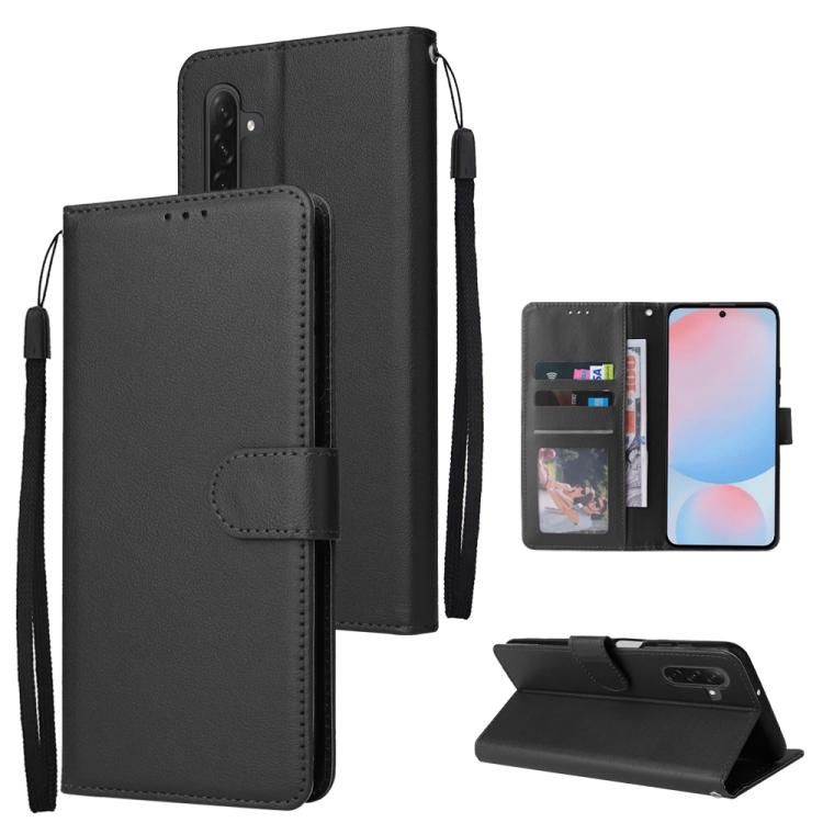 Samsung Galaxy A56 5G Multifunctional Leather Phone Case Cover with 3-Card Slots - Black
