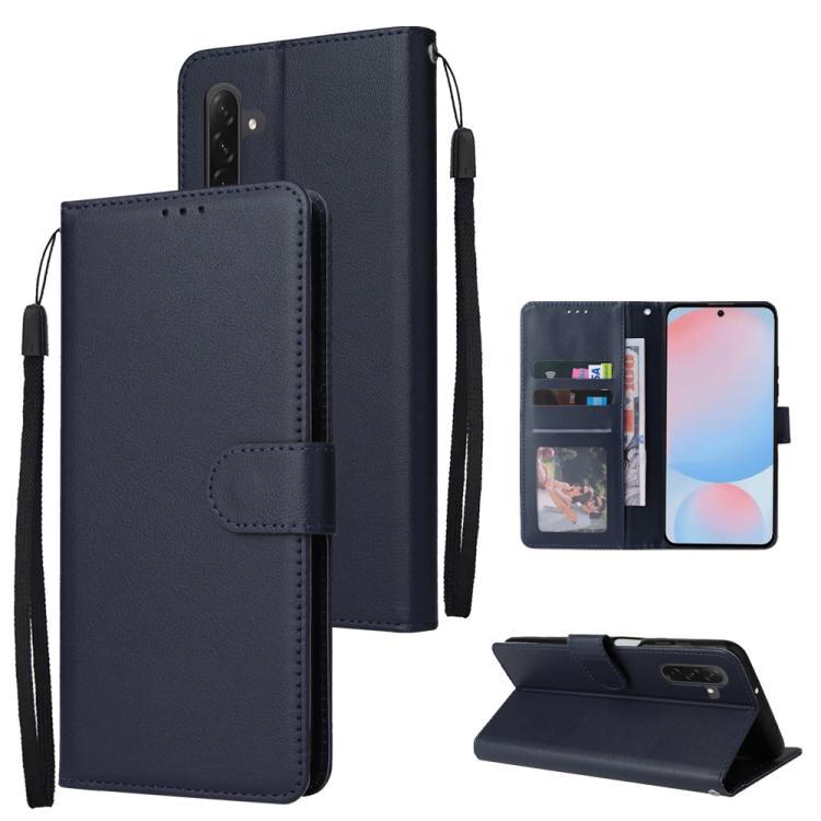 Samsung Galaxy A56 5G Multifunctional Leather Phone Case Cover with 3-Card Slots - Dark Blue